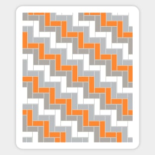 Geometric Art Tiles in Grey, White and Orange Sticker